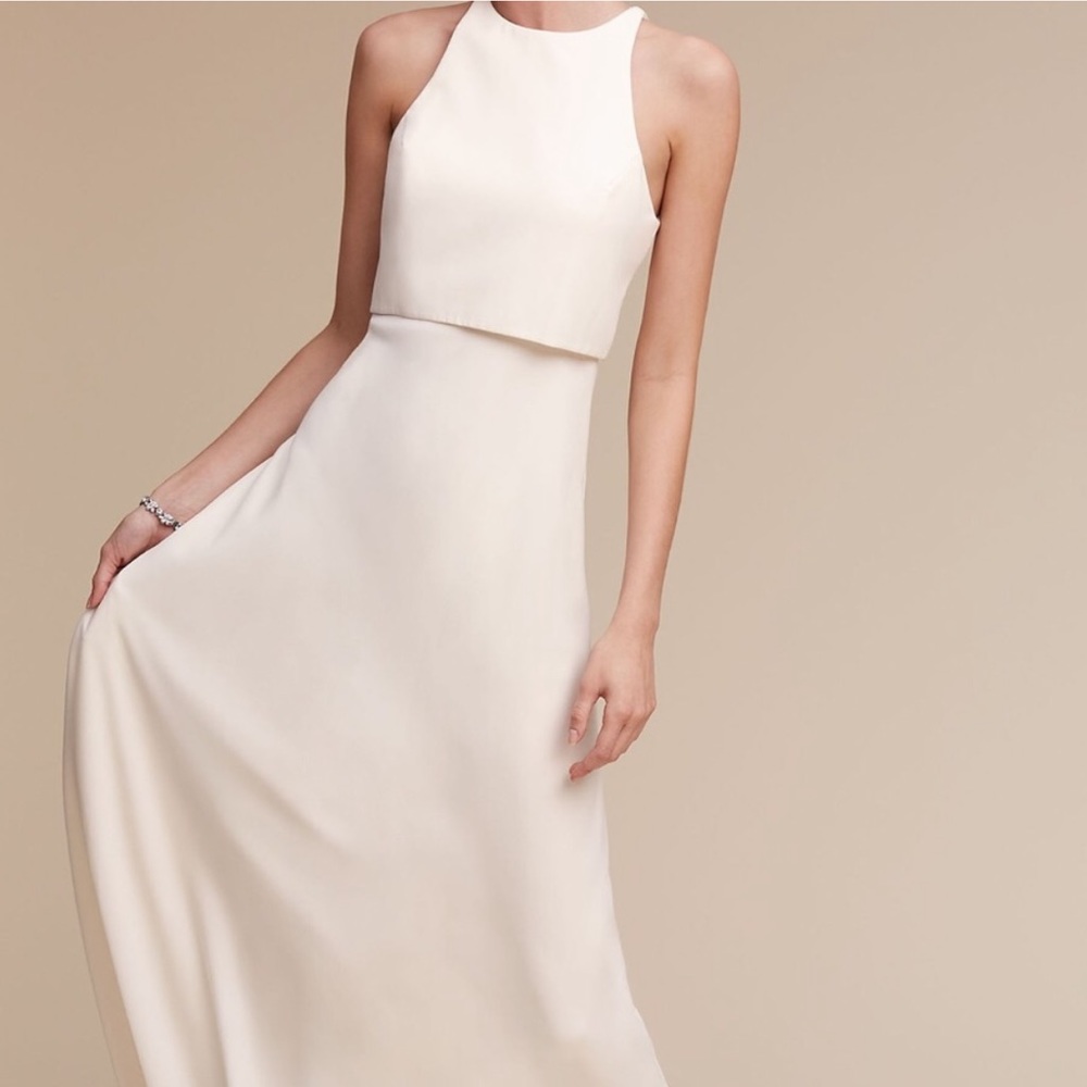 BHLDN Iva crepe maxi in ivory size 4 wedding dress
